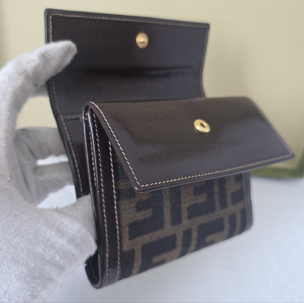 Auth Fendi Zucca Trifold Compact Wallet - Picture 8 of 10